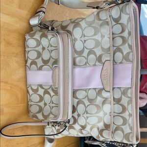 Coach Beige and Light Pink Crossbody Bag